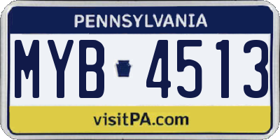 PA license plate MYB4513