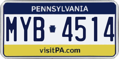 PA license plate MYB4514