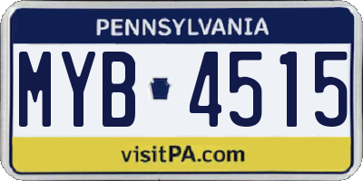 PA license plate MYB4515