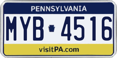 PA license plate MYB4516