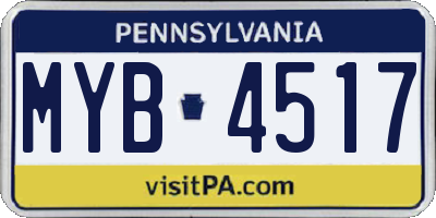 PA license plate MYB4517