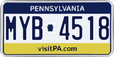 PA license plate MYB4518