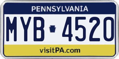 PA license plate MYB4520