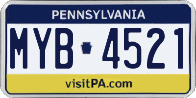 PA license plate MYB4521