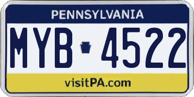 PA license plate MYB4522