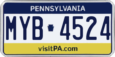 PA license plate MYB4524