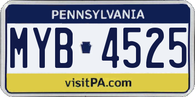 PA license plate MYB4525