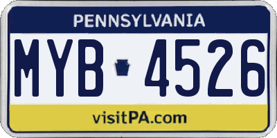 PA license plate MYB4526