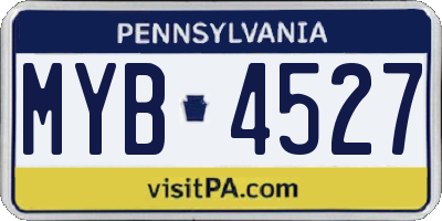 PA license plate MYB4527