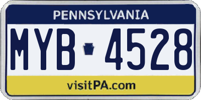 PA license plate MYB4528