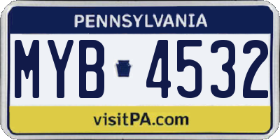 PA license plate MYB4532