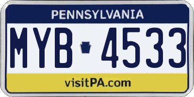 PA license plate MYB4533