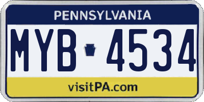 PA license plate MYB4534