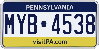 PA license plate MYB4538