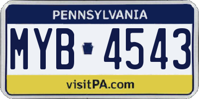 PA license plate MYB4543