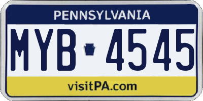 PA license plate MYB4545