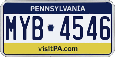 PA license plate MYB4546