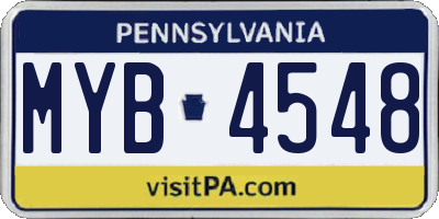 PA license plate MYB4548