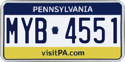 PA license plate MYB4551