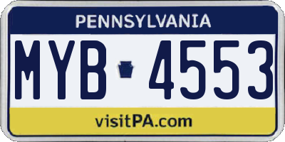 PA license plate MYB4553