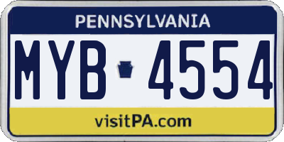PA license plate MYB4554