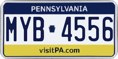 PA license plate MYB4556
