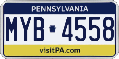 PA license plate MYB4558