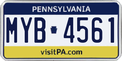 PA license plate MYB4561