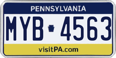 PA license plate MYB4563