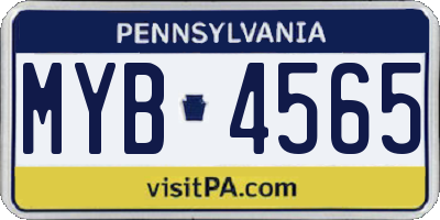 PA license plate MYB4565