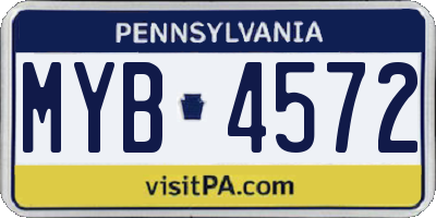PA license plate MYB4572