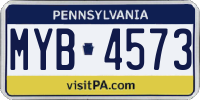 PA license plate MYB4573