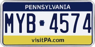 PA license plate MYB4574