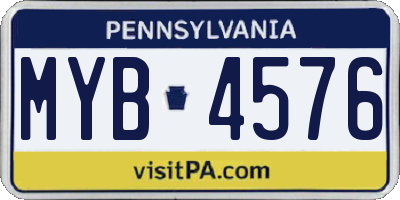PA license plate MYB4576