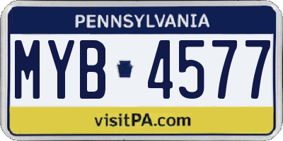 PA license plate MYB4577