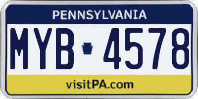 PA license plate MYB4578