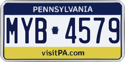 PA license plate MYB4579