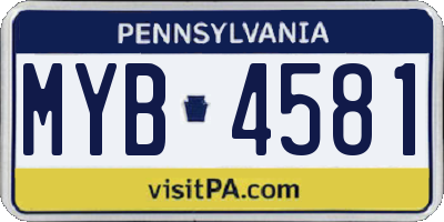 PA license plate MYB4581