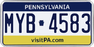 PA license plate MYB4583