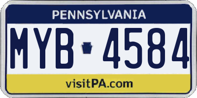 PA license plate MYB4584