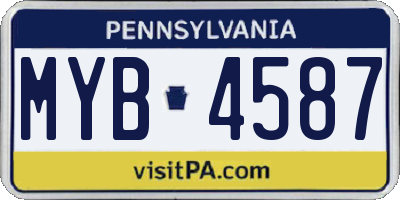 PA license plate MYB4587