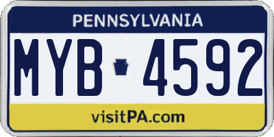 PA license plate MYB4592