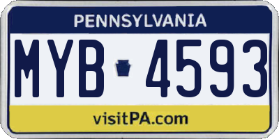 PA license plate MYB4593