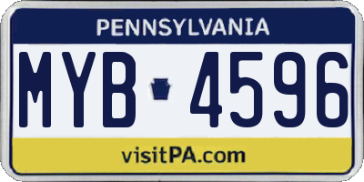 PA license plate MYB4596