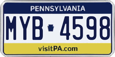 PA license plate MYB4598