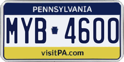 PA license plate MYB4600