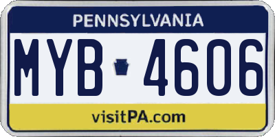 PA license plate MYB4606