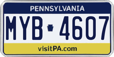 PA license plate MYB4607