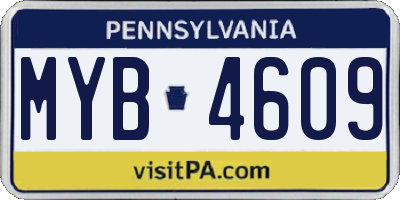 PA license plate MYB4609