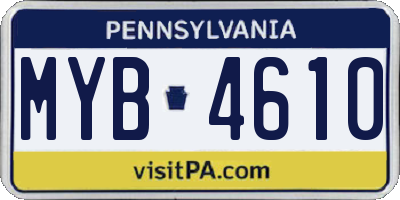 PA license plate MYB4610